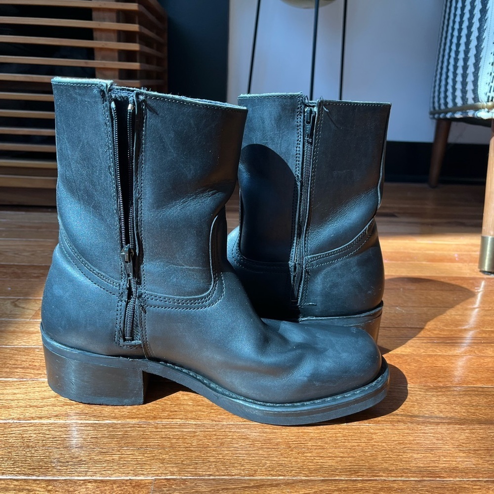 Vintage Frye Black Leather Campus Boot Ankle Boots womens size 9M - Picture 7 of 13